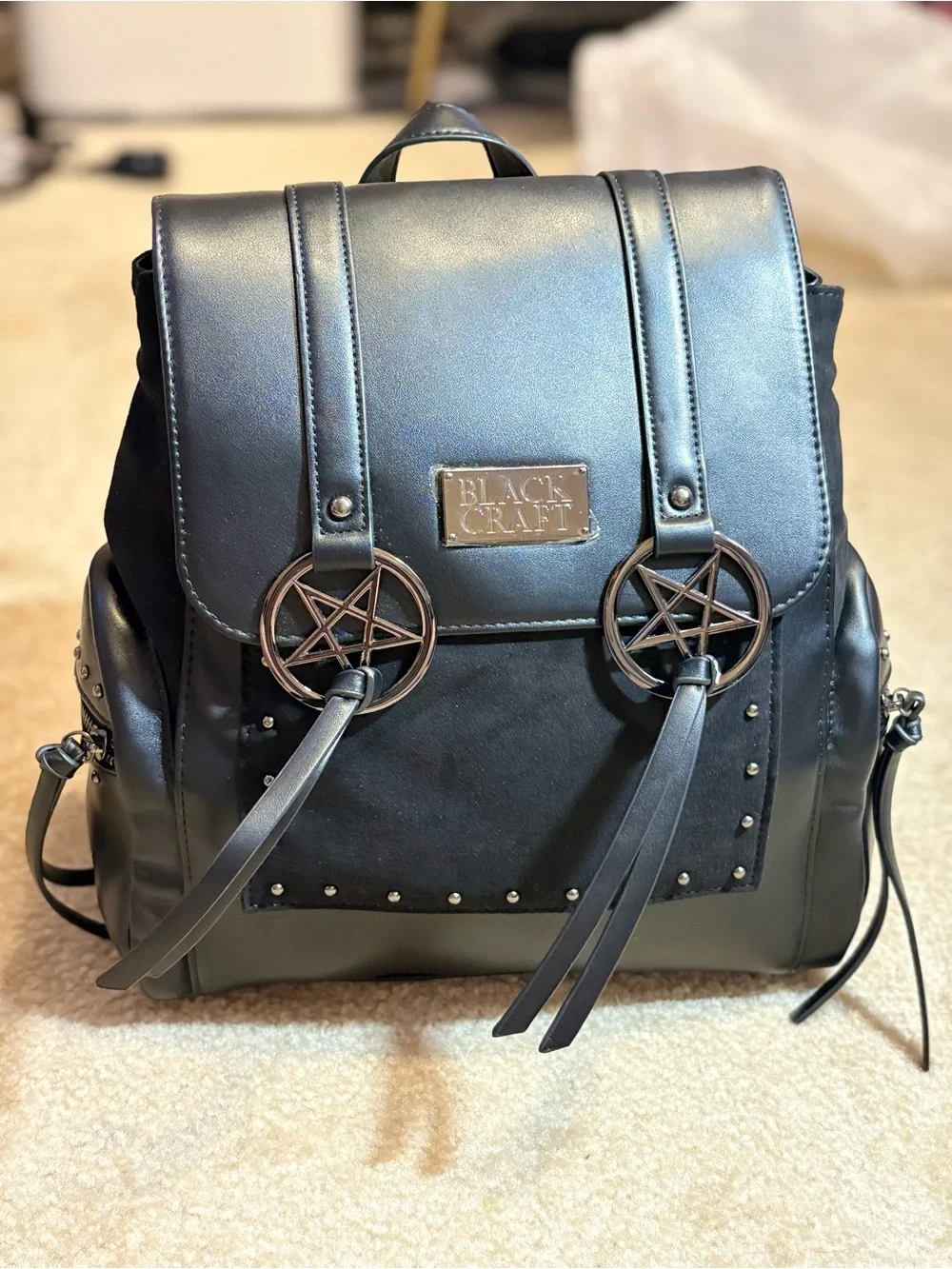 Black Craft Pentagram Messenger Backpack